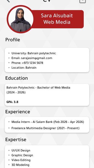 profile page - cv